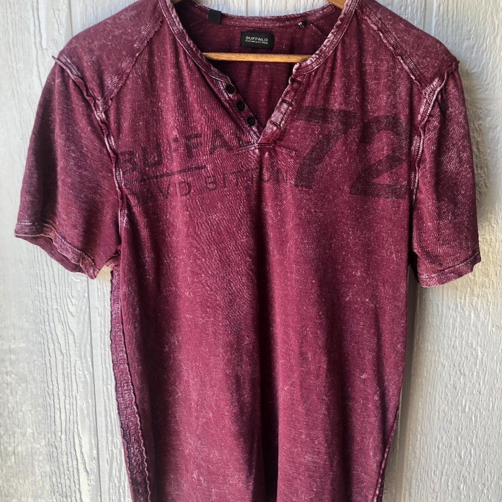 Buffalo David Bitton Distressed Maroon T-Shirt